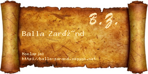 Balla Zaránd névjegykártya
